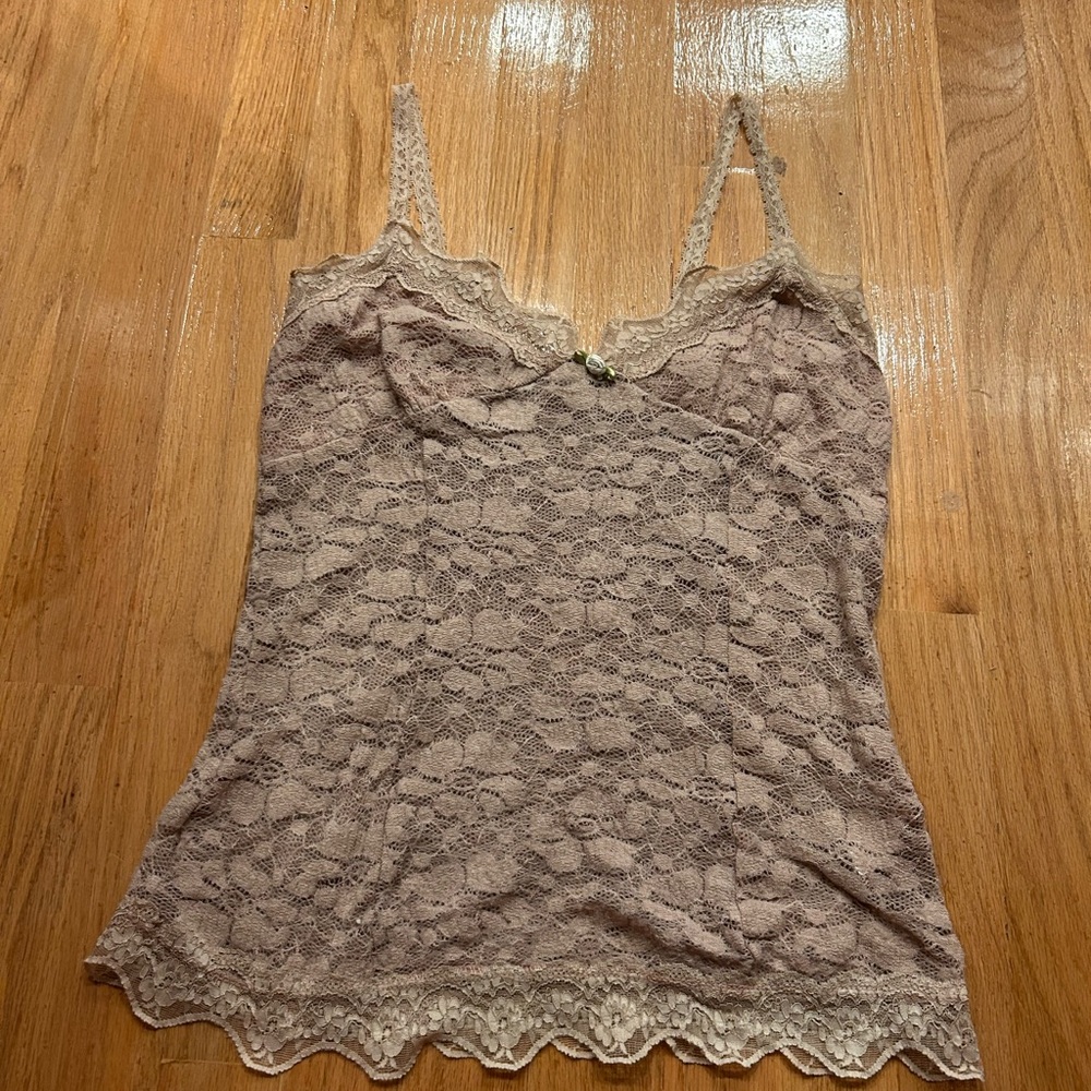 Mystree Lace Tank in Soft Pink and Beige
